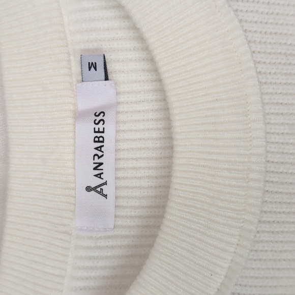 Anrabess Cream Ribbed Crewneck Sweater Size Medium - Picture 2 of 5